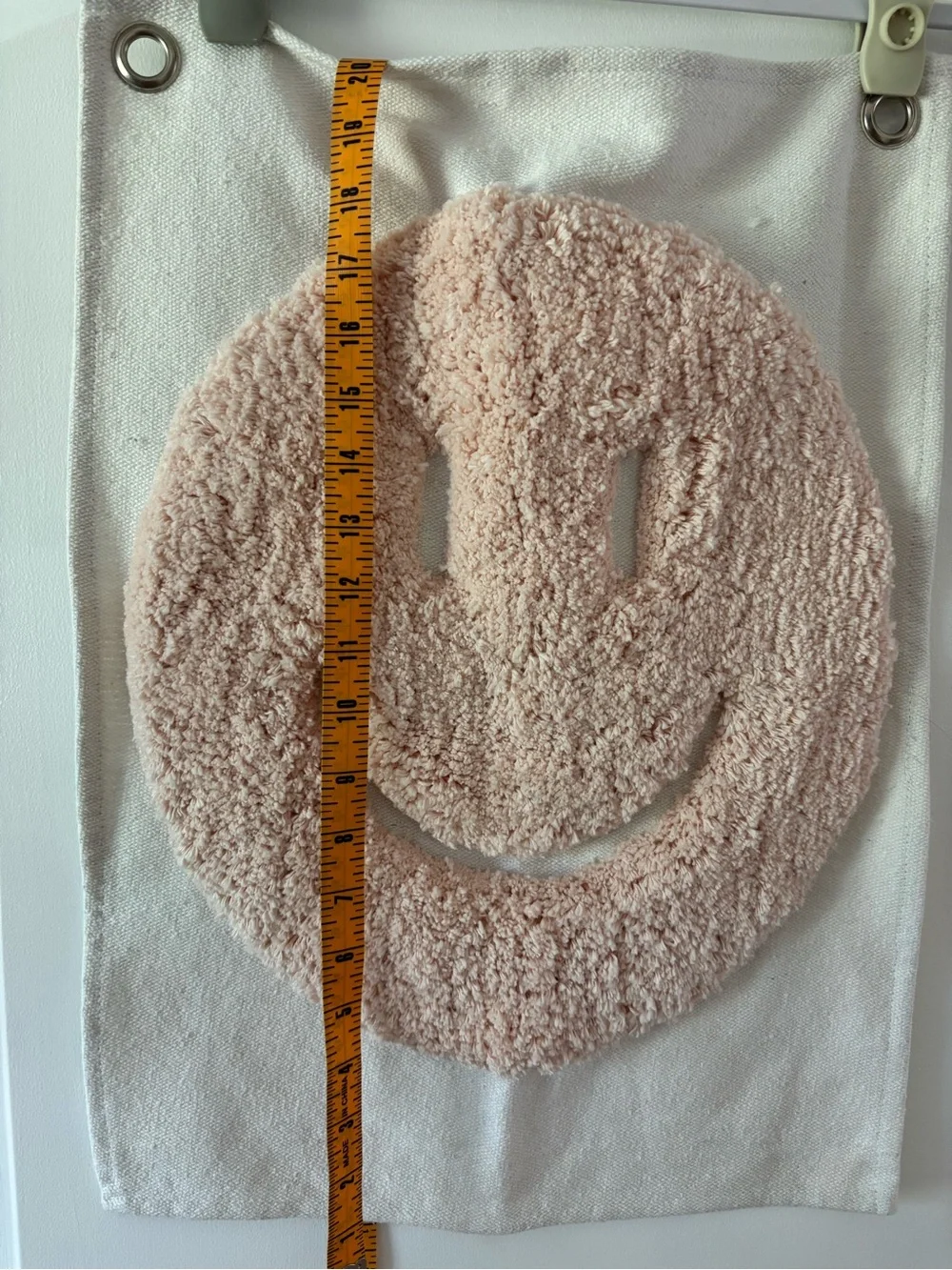 Smiley Face Wall Hanging - Blush Pink on Cream
